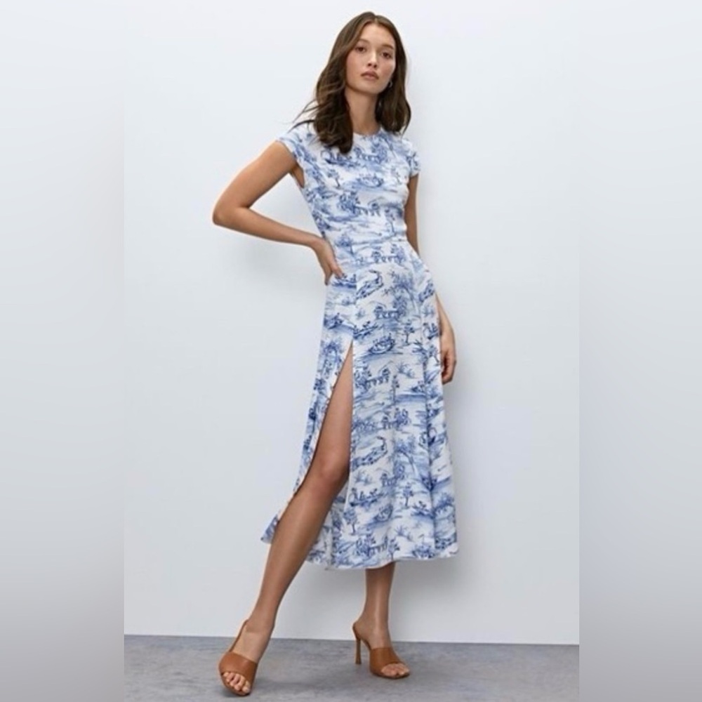 NWT Babaton Hamptons Toile Midi Dress, Sz 6